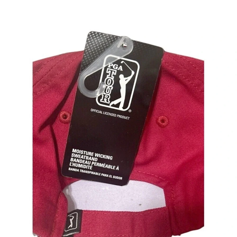 New W/Tag Official PGA Golf Tour Adjustable Red Moisture‎ Wicking Strap back Hat